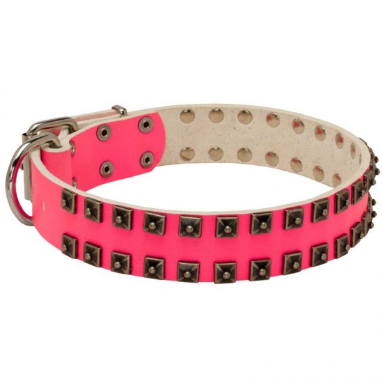 pink leather dog collar