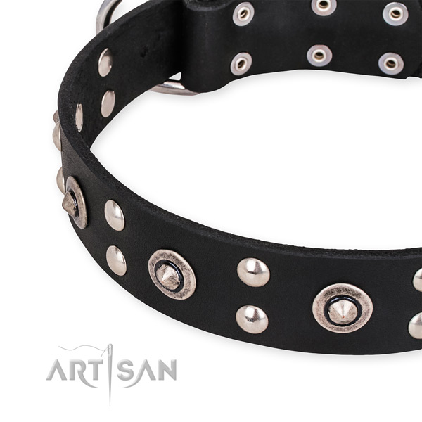 Natural leather collar with durable buckle for your lovely four-legged friend