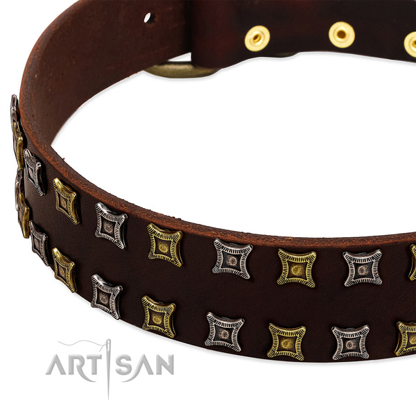 Soft genuine leather dog collar for your attractive doggie
