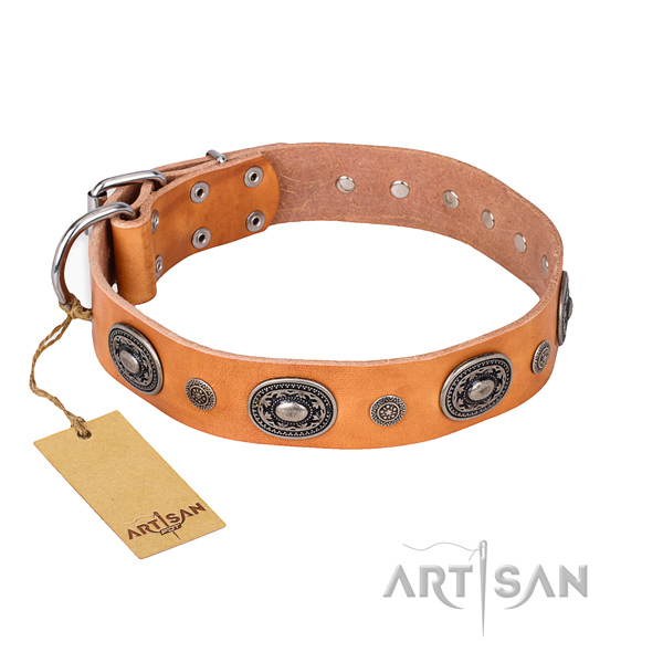 Soft to touch leather collar made for your four-legged friend