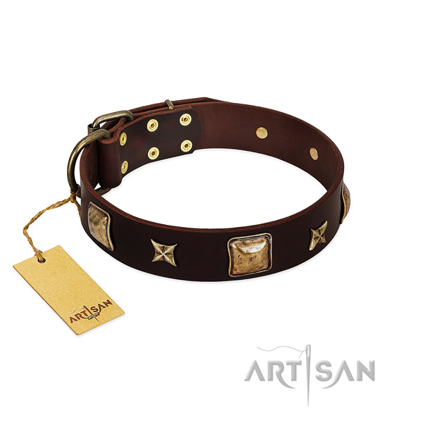 Top notch natural genuine leather collar for your dog