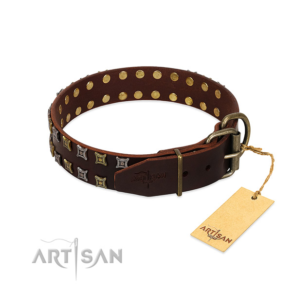 Durable leather dog collar handcrafted for your pet