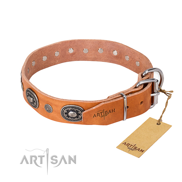 Top notch full grain leather dog collar made for easy wearing