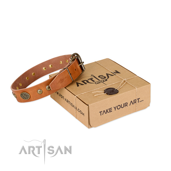 Strong hardware on leather dog collar for your pet