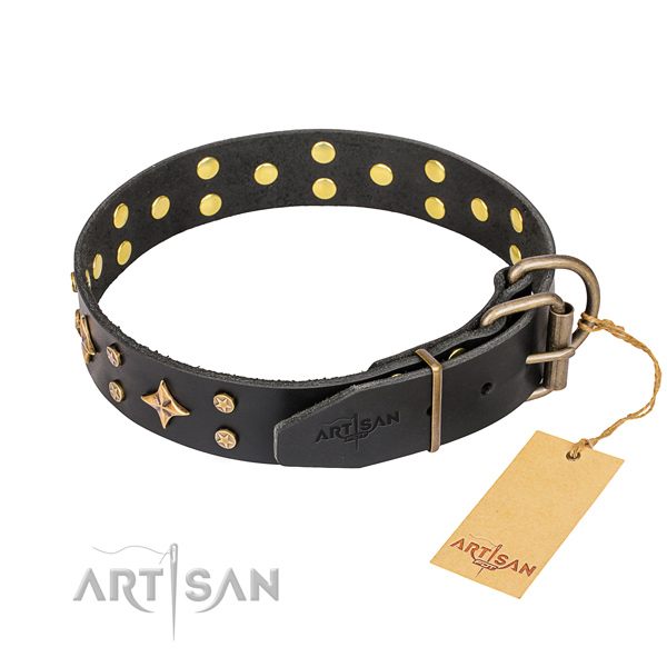 Stylish walking studded dog collar of best quality leather
