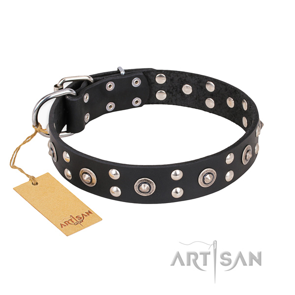 Comfortable wearing stylish design dog collar with strong traditional buckle