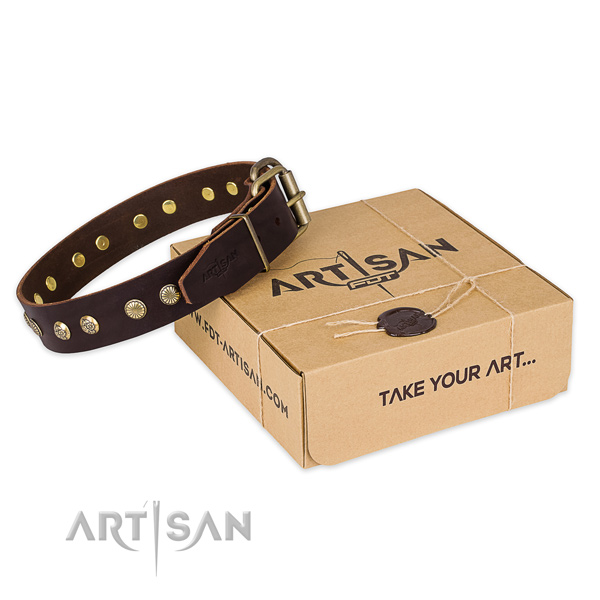 Corrosion resistant hardware on full grain genuine leather collar for your attractive pet