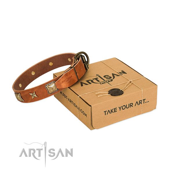 Fine quality genuine leather collar for your attractive doggie