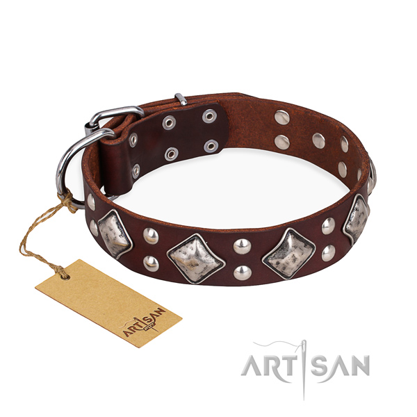 Comfortable wearing easy adjustable dog collar with strong buckle