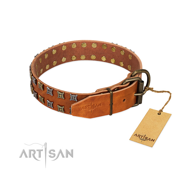 Top rate full grain genuine leather dog collar created for your pet